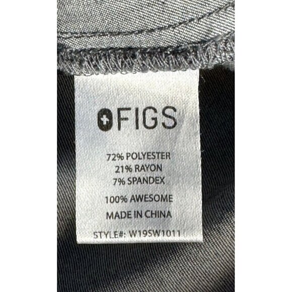 Figs Women's Sz Large Dark Gray Kangaroo Pocket Short Sleeve V Neck Scrub Top - Picture 5 of 9